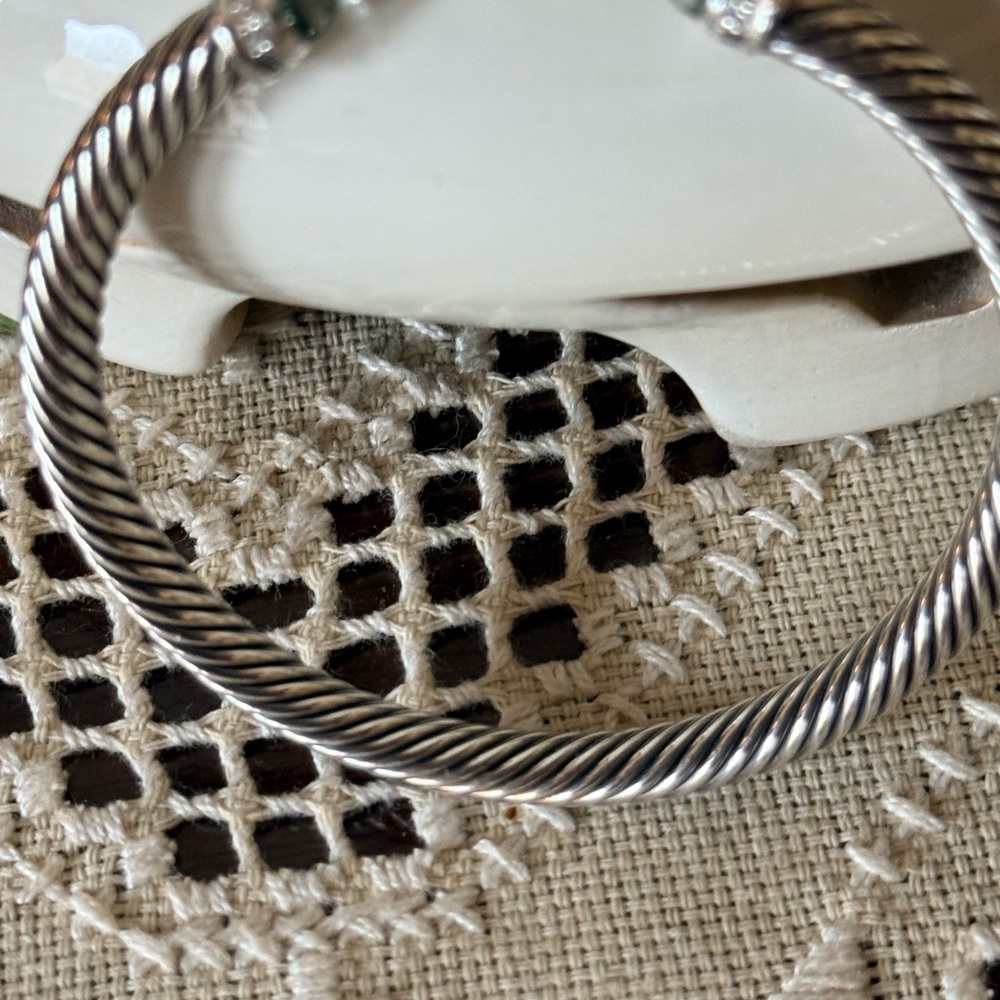 David Yurman Classic Sterling Silver w/Prasiolite Diamonds 5mm.Authentic EUC M - Picture 12 of 15